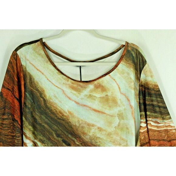 Lily by Firmiana Stunning Agate Stone Print Top 3/4 Sleeve Sharkbite Womens 2X - Picture 7 of 7